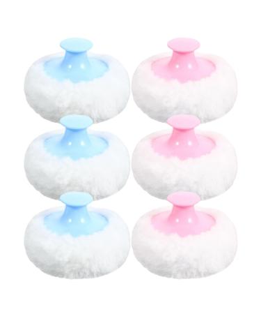 6 Pi ces Lot de 6 Houppettes Douces pour B b Applicateur de Poudre en Peluche Hypoallerg nique Couleurs Bleu Ciel et Rose ponge Poudre Corps Soin B b Peau Sensible Usage