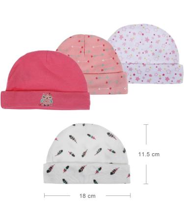 Lictin Newborn Baby Caps Mittens Set - 100% Pure Cotton, 4pcs Hats & 4 Pairs Scratch Mittens for Baby Girl 0-6 Months, Pink - Buy Online on GoSupps.com