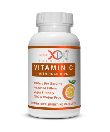 Genex Vitamin C 1000mg with Rose Hips | No Fillers | Vegan Friendly | GMO and Gluten Free