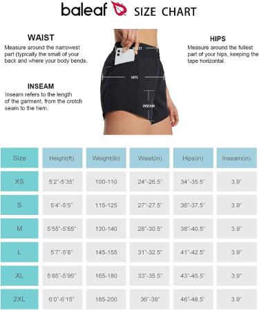BALEAF Women's 4 Running Athletic Shorts with Liner & Zipper Pockets - Black, Medium - Buy Online on GoSupps.com