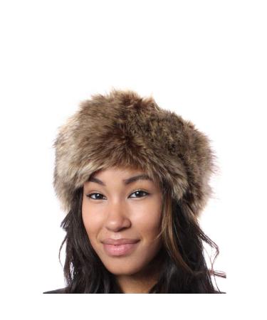 Women's/Ladies Assorted Winter Warm Knitted Headbands with Stretch Winter Warmer (Roasted Coffee Faux Fur)