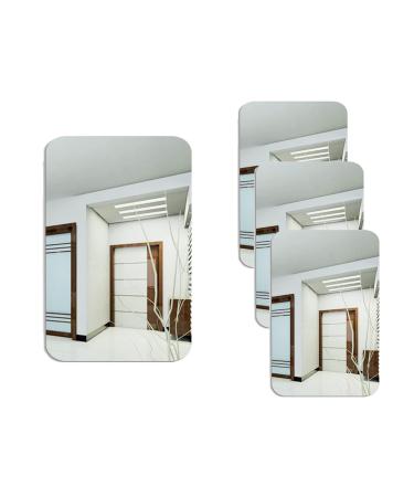 ZHUYIYI 4PCS Acrylic Mirror Shower Makeup Bathroom Wall Stickers Mirror  Smooth Surface Waterproof Men Shaving Mirror  Frameless Shatterproof Home Mirror for Women  Washroom Accessories  7.8x11.8in