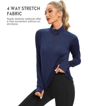 Hiverlay Women's Thermal Quarter Zip Pullover - Navy, Large - Buy Online on GoSupps.com