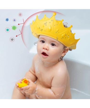 FUNUPUP Baby Shower Cap - Adjustable Hair Washing Shield for Kids - Yellow Crown Design - Buy Online on GoSupps.com