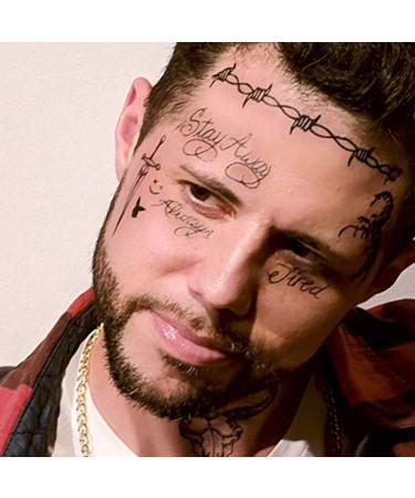 Post Malone Inspired Face Temporary Tattoo Stickers - Realistic & Skin Safe Halloween Costume Accessories - Buy Online on GoSupps.com