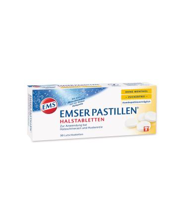 Emser pastilles Half tablets without menthol sugar -free - with a sore throat cough and strong voice pollution - 30 pieces without menthol sugar -free