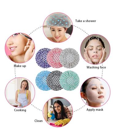 Yuip 6-Pack Waterproof Shower Caps | Reusable Plastic Bathing Caps for Women & Girls - Elastic & Durable - Buy Online on GoSupps.com