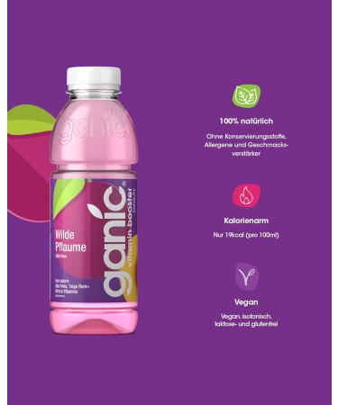 Ganic Wild Pflaum Vitamin Water - Taiga Root Extract Biotin & Aloe Vera - Low Calorie Vegan Gluten & Lactose Free (12 x 500ml) - International Shipping Available - Buy Online on GoSupps.com