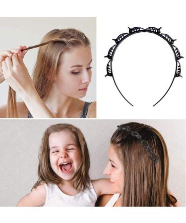2 Pcs Clip Headbands Black Hairpin Headband -Double Bangs Hairstyle Hairpin Hairband With Clips/Korean Twist Braid Headband Non-Slip/Double Layer Twist Plait Headband for Women Girls - Buy Online on GoSupps.com