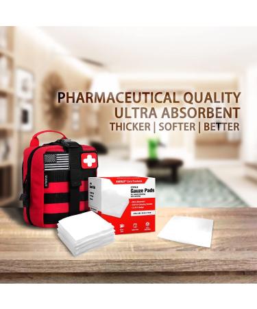 EVERLIT 4x4 Sterile Gauze Pad 100 Pack - Ultra Absorbent 12-Ply Non-Woven Sponges for Wound Care - Buy Online on GoSupps.com