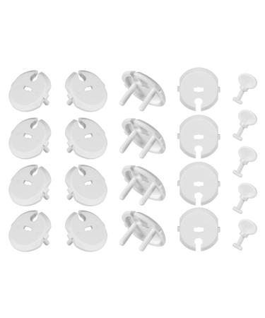 36 pieces cover sockets for children safety with covers for sockets with electrical rotating mechanism for normal sockets 2 holes white 30 socket covers + 6 keys