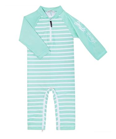 weVSwe Baby Toddler Boy Swimsuit UPF 50+ Sun Protection Rash Guard Swimwear with Crotch Zipper 0-3 Years 6-12 Months Green Stripes - Buy Online on GoSupps.com