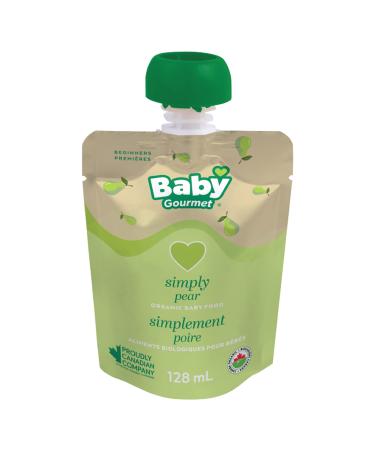 Baby Gourmet Organic Puree Baby Food Pouches - Simply Pear - No Added Sugar or Salt Non GMO No Fillers Gluten Free Kosher (128ml) 12-Pack Simply Pear 128ml (12-Pack)