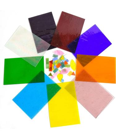 Wecrejoni 9 Sheets Stained Glass Kit for Crafts and Mosaic Making - 4 X 6 Cathedral Art Glass - Mixed Stained Glass Sheets (Style 2) - Buy Online on GoSupps.com