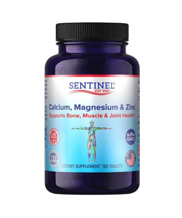 Sentinel Calcium Magnesium & Zinc for Bone Muscle & Joint Health* Immune Support* Essential & Trace Minerals* 120 Tablets