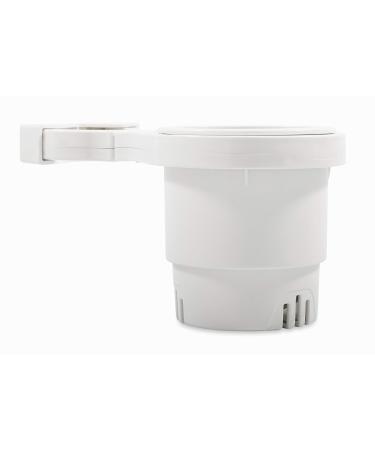 Camco Large Clamp Mounted Cup Holder-Provides a Secure Location for Your Beverage-Mountable for Up to 2-Inch Rail-White (53083) Large White
