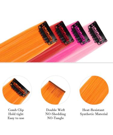 12 Pcs Rainbow Party Highlights 22 inch Clip in Hair Extensions - Colorful Synthetic Hairpieces for Women, Kids, and Girls - Buy Online on GoSupps.com