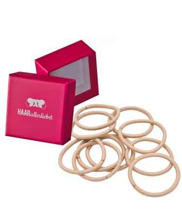 Hair -like love 10 pieces thick beige hair tie for blonde hair metal -free braid rubber blond for women girls and men inclined box for storage for hair accessories hair ties & hair bands