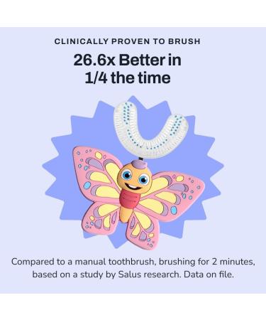 Autobrush U Shaped Kids Toothbrush - 360 Cleaning Comfort Grip Waterproof Ages 6-8 Butterfly Design - Buy Online on GoSupps.com