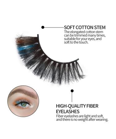 Colored False Eyelashes - 3D Fluffy Faux Mink Strip Lashes for Daily Wear & Halloween Cosplay - 2 Pairs - Buy Online on GoSupps.com