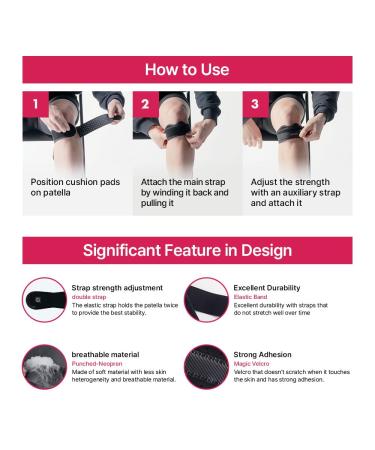 Wide & Soft Patella Strap Knee Brace - Fast Recovery & Muscle Fatigue Relief - Adjustable for All Exercises (Right - Buy Online on GoSupps.com