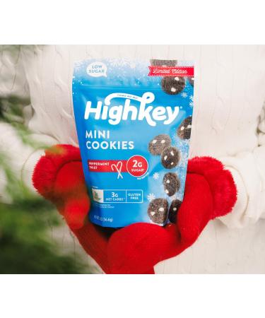 HighKey Seasonal Peppermint Cookies - Low Carb, Low Sugar, Gluten Free, Grain Free, Keto Snack - Diet Friendly Sweets - 2 Ounce (Pack of 3) - Buy Online on GoSupps.com