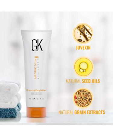  GK HAIR GK Hair Global Keratin Shampoo and Moisturizing Conditioner 300ml ThermalStyleHer 100ml Heat and Frizz Protection - Buy Online on GoSupps.com