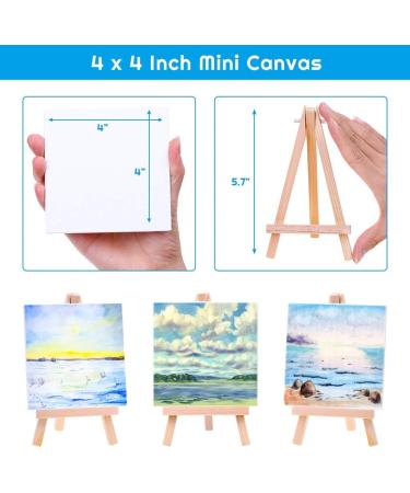 Mini Canvases 18 Pack with Mini Easel - 4x4 Inches Painting Kit for Kids & Teens - Acrylic, Oil, Watercolor - Art Canvases Set - Buy Online on GoSupps.com
