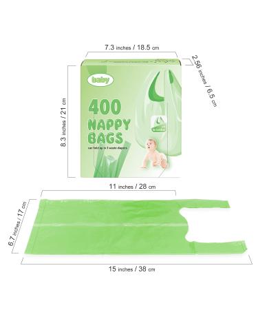 Biodegradable Baby Diaper Bags - 400 Count Unscented Sack with Easy Tie Handle | Eco-Friendly Waste Bag for Nursery | Green 400 Counts - Buy Online on GoSupps.com