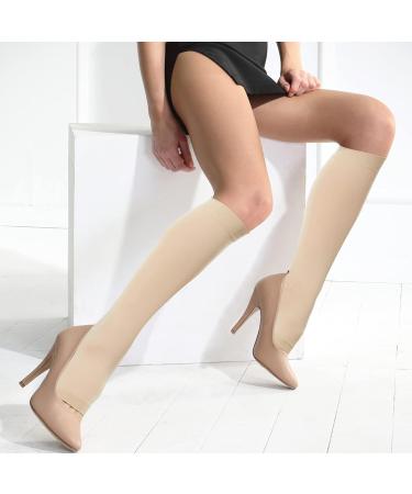Ailaka Knee High Compression Socks for Women & Men - 20-30 mmHg Open Toe Calf Support for Varicose Veins Travel Nurses Pregnancy Recovery - Beige X-Large (1 Pair - Buy Online on GoSupps.com