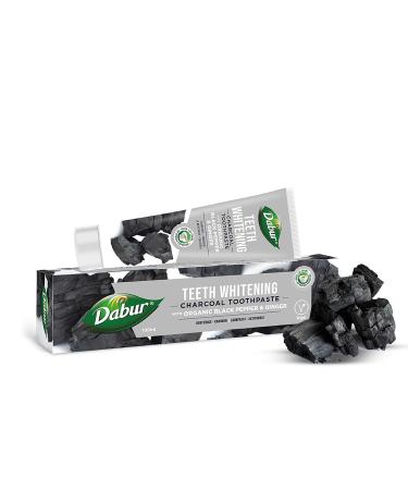 Dabur Teeth Whitening Charcoal Toothpaste 100ml with Organic Black Pepper & Ginger