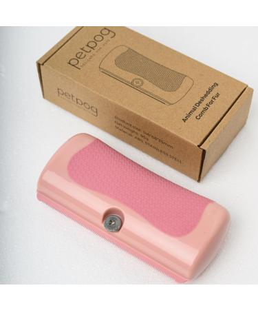 PetPog Premium Deshedding Comb - Innovative Undercoat Brush for Shiny Tangle-free Fur - Ideal for Cats Dogs and Horses - Ultimate Pet Care Dematting Solution - New Favorite Grooming Tool (Pink)