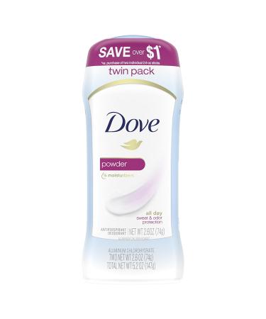 Dove Invisible Solid Antiperspirant Deodorant Stick for Women Powder For All Day Underarm Sweat and Odor Protection 2.6 oz 2 Count 2.6 Ounce (Pack of 2) Fresh - Buy Online on GoSupps.com
