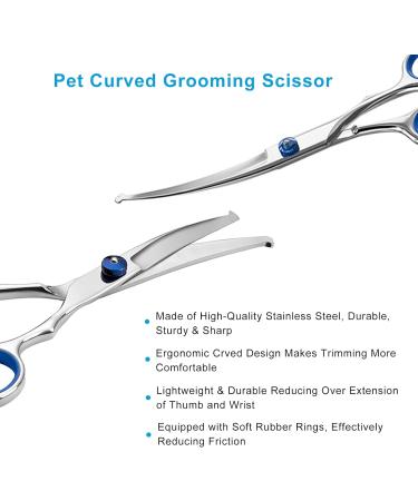 Jiasoval 6 Up-Curved Pet Grooming Scissors Set for Dogs & Cats - Stainless Steel Safety Scissors for Hair Cutting and Trimming - Buy Online on GoSupps.com