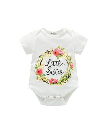 BOBORA Baby Girls Cotton Sisters Brothers Matching Clothes Rompers with Shirts 0-7Years A Little Sister 6-12 Months