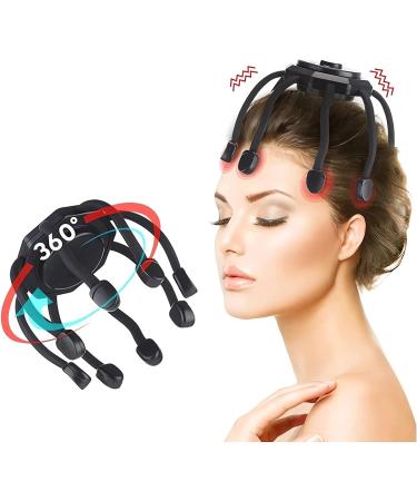 Recharged scalp massager with 8 vibrating contacts head massage clerk Head massage for relaxation pressure and stress breakdown and quick falling asleep (black)
