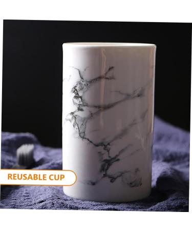 Hoement Mouthwear Teaspoon Holder - Stylish Ceramic Bathroom Accessories Makeup Brush Cup Toothbrush Holder & Drinking Cups for Home & Office - Buy Online on GoSupps.com