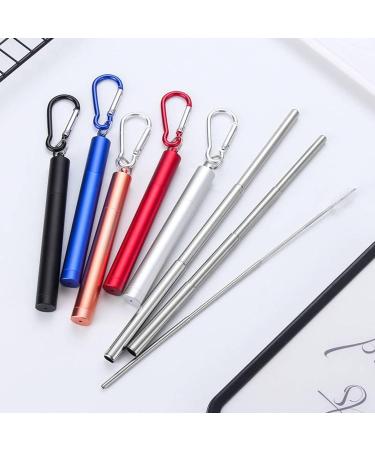 304 Stainless Steel Telescopic Straw with Three Sections and Aluminum Alloy Storage Sleeve Colorful Outdoor Portable Travel Gift the black one - Buy Online on GoSupps.com