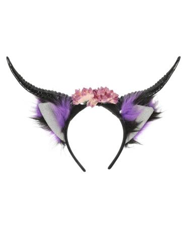 WRITWAA Horn Headband Cosplay Headdress Prop Cosplay Hair Hoops Cosplay Horns Hairbands Halloween Party Accessory Halloween Horn Prank Headband Halloween Headdress Devil Hair Hoops 35x24cm As Shown