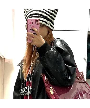 Vintage Fox Hat | Crochet Grunge Goth Beanies for Women | Y2K Accessories - Buy Online on GoSupps.com