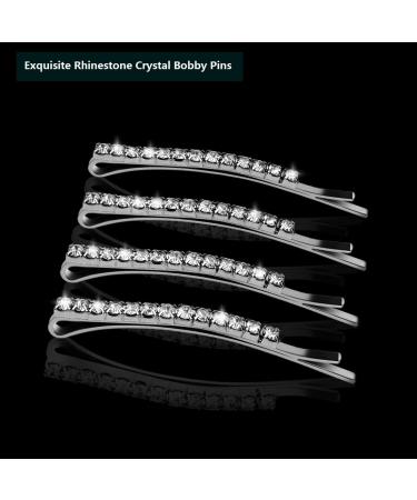 24 Pcs Rhinestone Bobby Pins - Sparkly Crystal Hair Clips for Women and Girls (Silver) - Buy Online on GoSupps.com