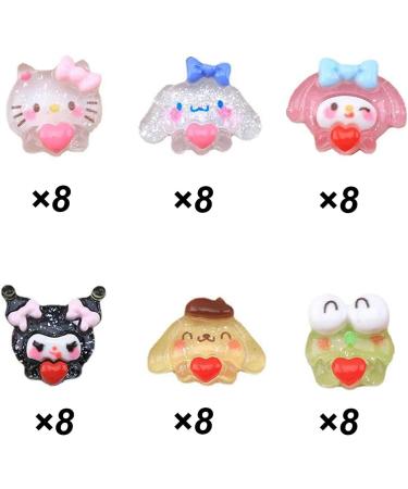 48PCS Kawaii Resin Nail Art Charms - Cute Animals & Candy 3D Decoration Set - Buy Online on GoSupps.com