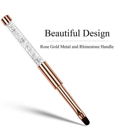 YCYAN Oval UV Gel Nail Brush - Size 8 Rose Gold with Rhinestone Handle | Professional Nail Art Tools - Buy Online on GoSupps.com