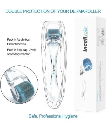 INCELLICE Derma Roller Hair Beard Growth Roller Professional Individual 200 Real Needles 0.5mm Microneedle Roller for Face Derma Scalp Roller Titanium Spikes for Men and Women - Buy Online on GoSupps.com
