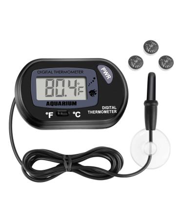 HtimesH Thermometer for Fish Turtle Reptile Tank, Aquarium Thermometer, Reptile Terrarium Temperature Test with 3 Batteries, Pet Thermometer with Large LCD Display Accurately