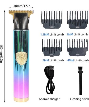 Vintage T9 Cordless | Rechargeable Embossed Beard Trimmer for Men - Cordless T-Blade Hair Trimmer for Mustaches Nose Hair Grooming with 4 Guide Comb Fovolat Green Purple - Buy Online on GoSupps.com