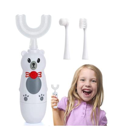 Caromolly Kids Electric Toothbrush, U-Shaped Automatic Toothbrush,360 Cleaning with Three Types of Brush Heads,Special Design for 7-12 Years, White White(7-12)