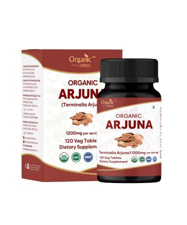 ORGANIC SPREE Arjuna 120 Tablets USDA Organic Terminalia Arjuna Supplement Supports Heart & Cardiovascular Health*