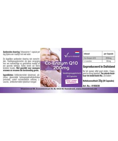 Co-Enzyme Q10 200 mg - 30 Vegan Capsules | High Dose Monthly Pack | Vitamintrend - Buy Internationally - Buy Online on GoSupps.com