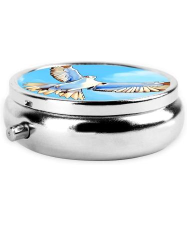 Seagulls in Flight Round Pill Box | 3-Compartment Portable Pill Organizer for Purse & Pocket - Ideal for Travel - Buy Online on GoSupps.com